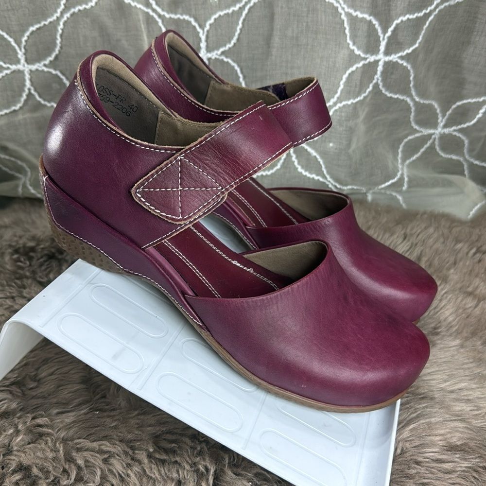 (Z3) L'Artiste Spring Step Gloss, Mary Jane Stiletto Clogs, Leather Burgundy S 9 - Picture 4 of 12